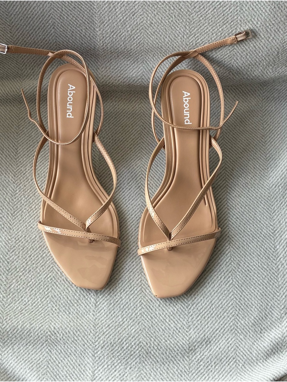 Abound Beige Strappy Square-Toe Ankle Tie Sandals